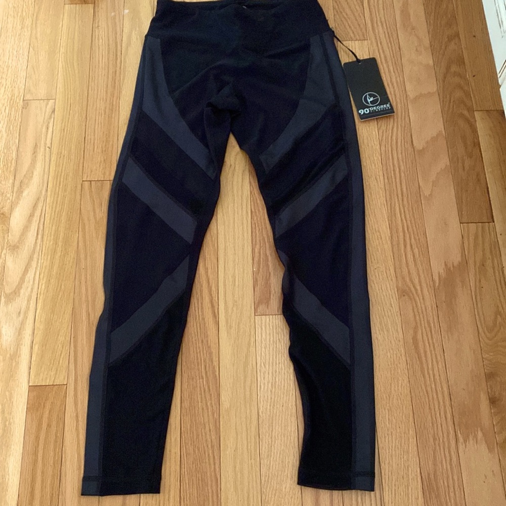 90° Degree by Reflex leggings with mesh inserts and two tone black details. New.